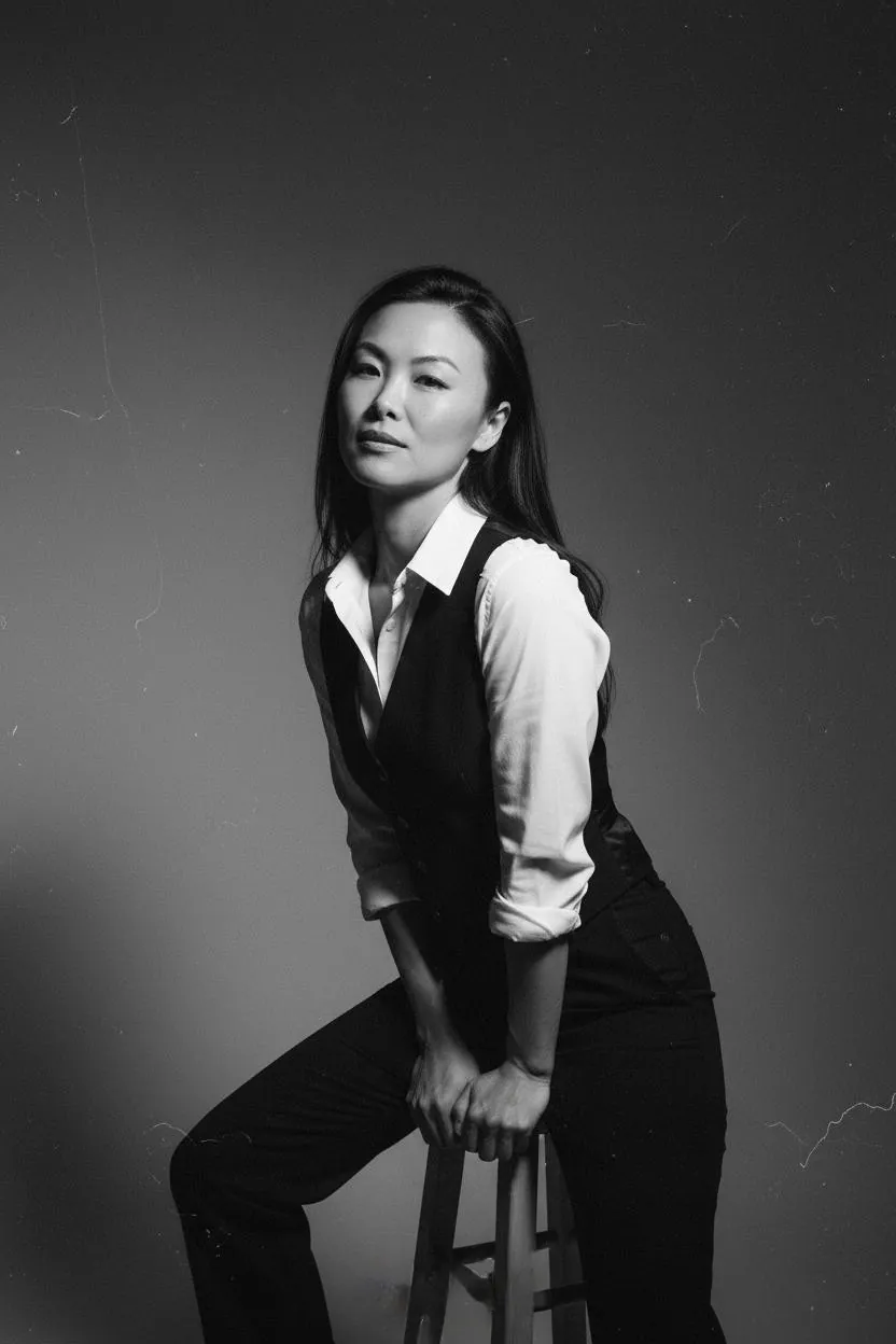 Alice Muse in a black and white editorial portrait